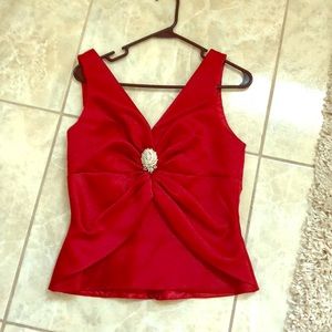 Stunning red formal top with broach size 8